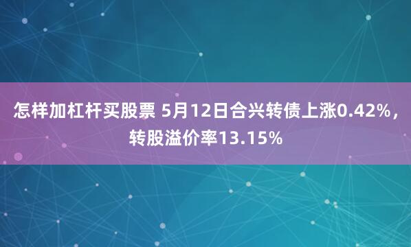 怎样加杠杆买股票 5月12日合兴转债上涨0.42%，转股溢价率13.15%