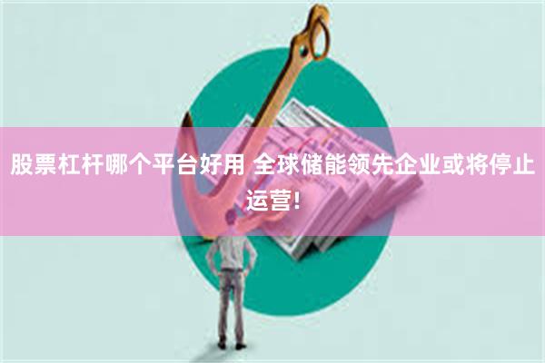 股票杠杆哪个平台好用 全球储能领先企业或将停止运营!