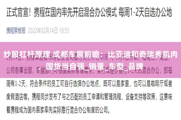 炒股杠杆原理 成都车展前瞻：比亚迪和奇瑞秀肌肉，国货当自强_销量_车型_品牌