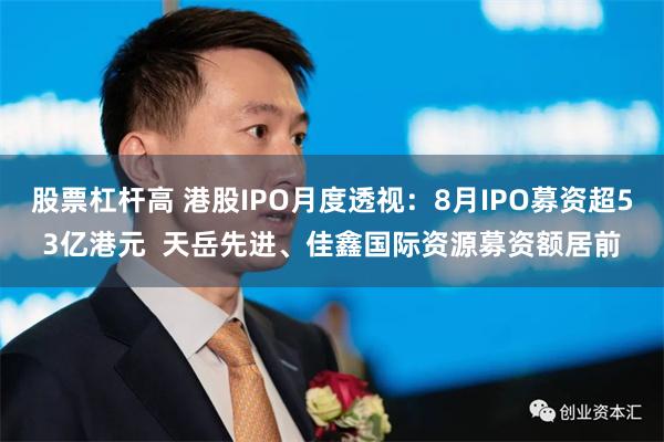股票杠杆高 港股IPO月度透视：8月IPO募资超53亿港元  天岳先进、佳鑫国际资源募资额居前