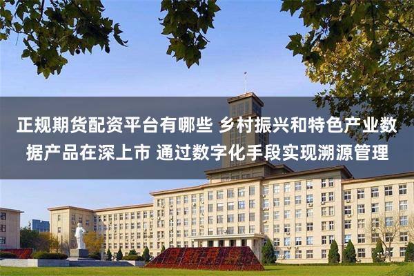 正规期货配资平台有哪些 乡村振兴和特色产业数据产品在深上市 通过数字化手段实现溯源管理