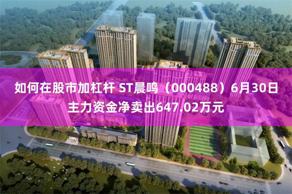如何在股市加杠杆 ST晨鸣（000488）6月30日主力资金净卖出647.02万元