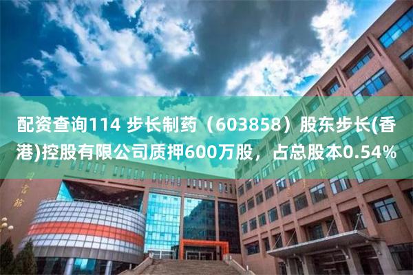 配资查询114 步长制药（603858）股东步长(香港)控股有限公司质押600万股，占总股本0.54%