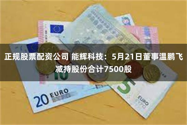 正规股票配资公司 能辉科技：5月21日董事温鹏飞减持股份合计7500股