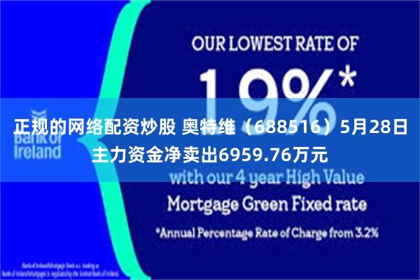 正规的网络配资炒股 奥特维（688516）5月28日主力资金净卖出6959.76万元