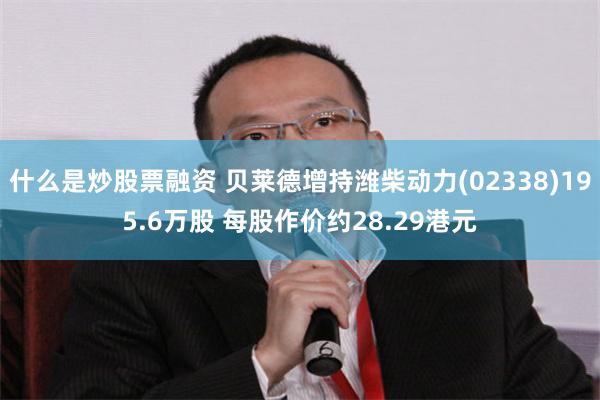 什么是炒股票融资 贝莱德增持潍柴动力(02338)195.6万股 每股作价约28.29港元